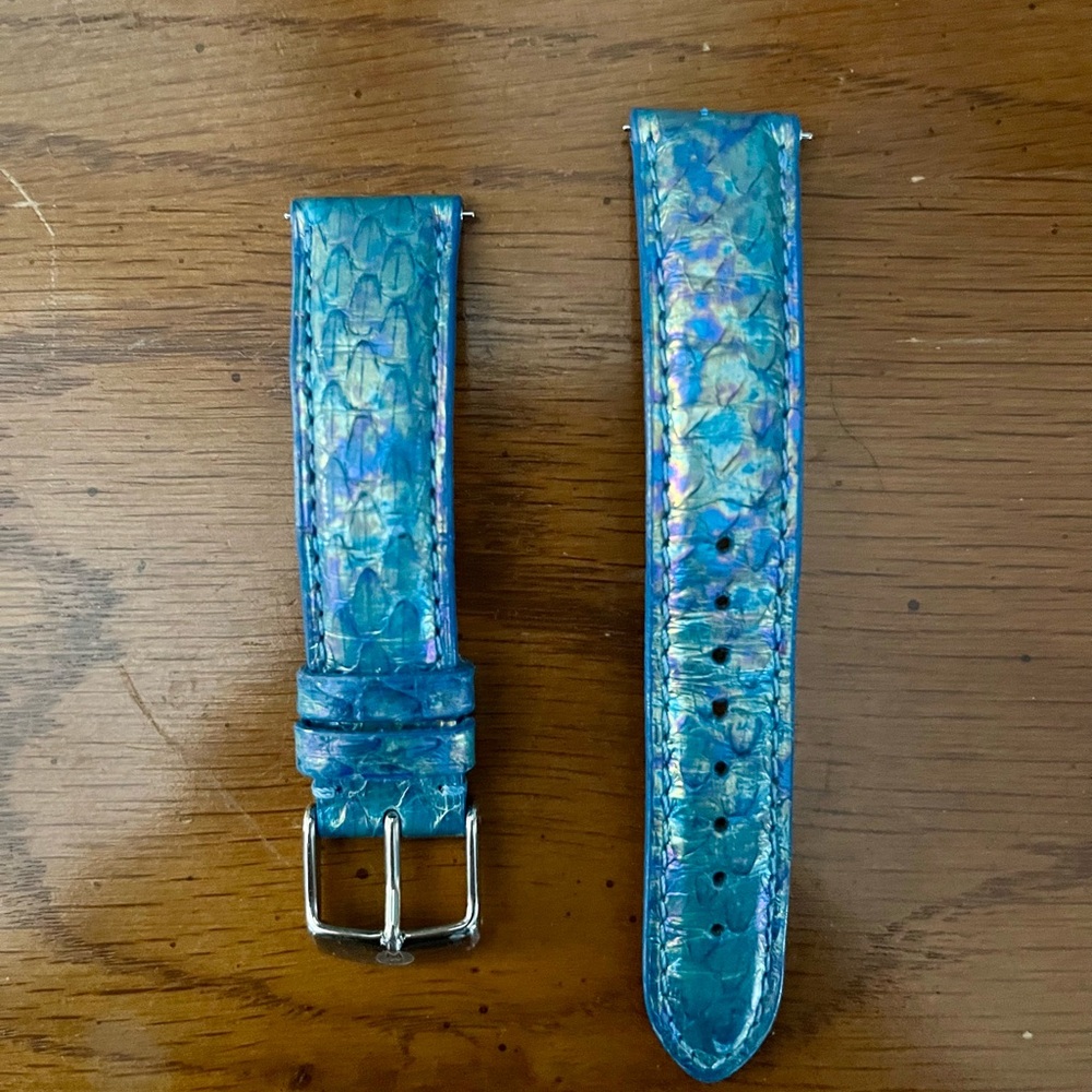 Michele 18mm Blue Iridescent Watch Strap Band